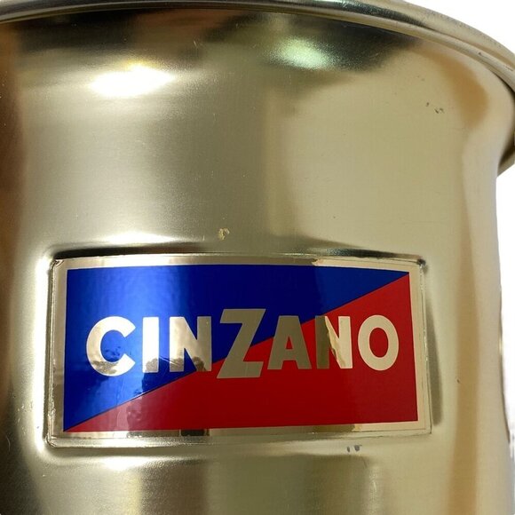 Vintage Cinzano Ice Bucket Goldtone Metal Champagne Bar Accessory Barware - Picture 3 of 10
